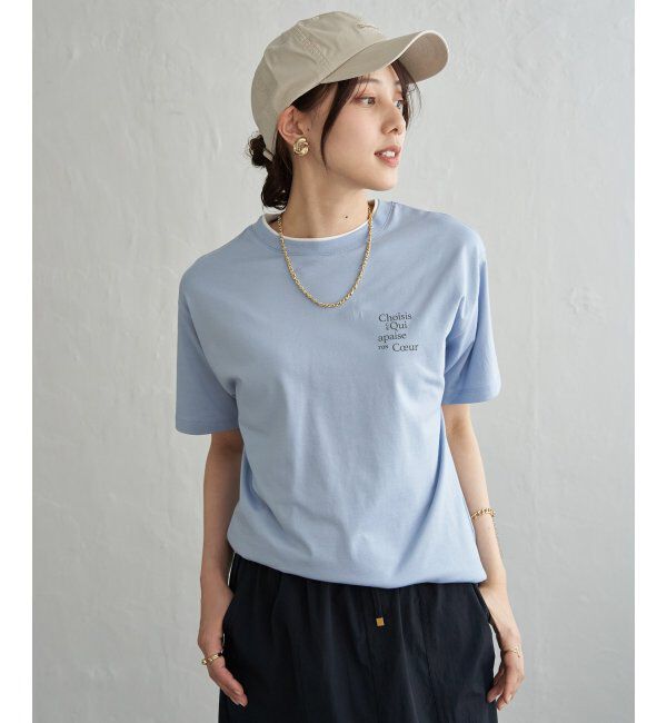 ikka「【接触冷感】裾レイヤードプリントTシャツ」|その他|