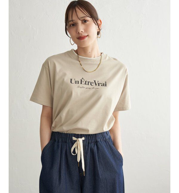 ikka「【接触冷感】裾レイヤードプリントTシャツ」|その他|