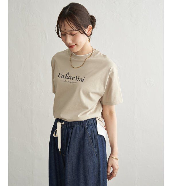 ikka「【接触冷感】裾レイヤードプリントTシャツ」|その他|