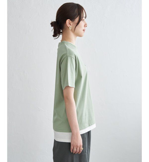 ikka「【接触冷感】裾レイヤードプリントTシャツ」|その他|