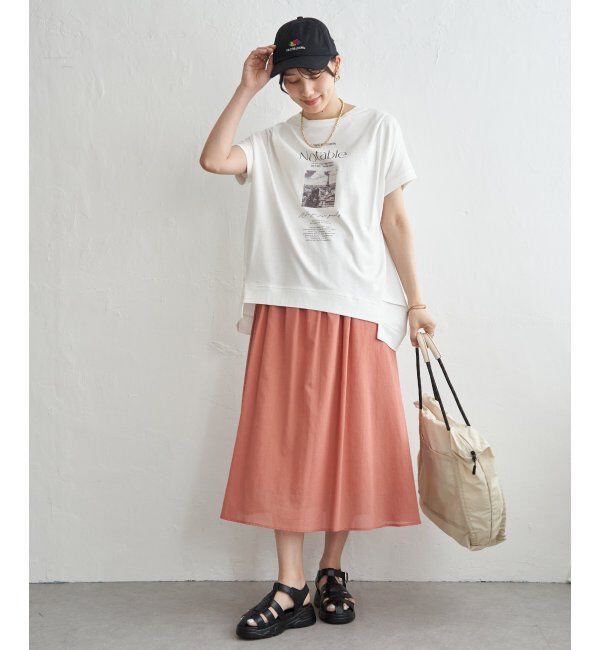 ikka「【接触冷感】ロゴフォトチュニックTシャツ」|その他|