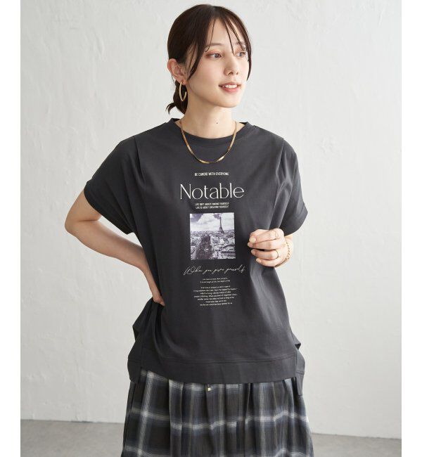 ikka「【接触冷感】ロゴフォトチュニックTシャツ」|その他|チャコール