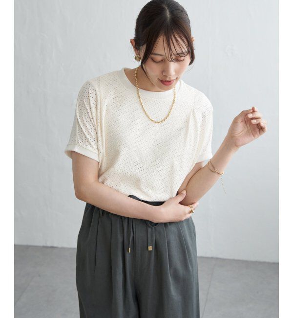 ikka「【お得だ値】冷感アイレットレースプルオーバー」|その他|オフホワイト