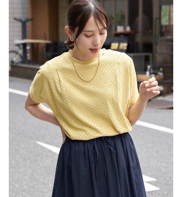 ikka「【お得だ値】冷感アイレットレースプルオーバー」|その他|イエロー