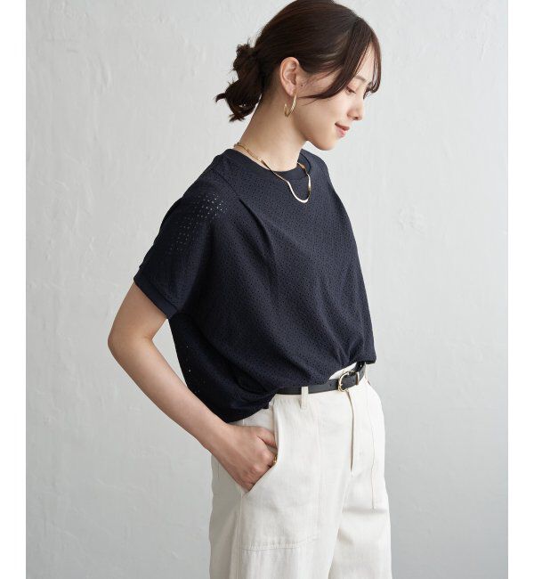 ikka「【お得だ値】冷感アイレットレースプルオーバー」|その他|ネイビーブルー