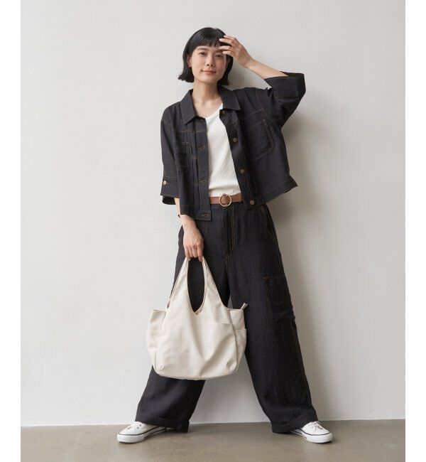 Lbc with Life「リネン／デニム ワークシャツジャケット」|ブルゾン・スタジャン|