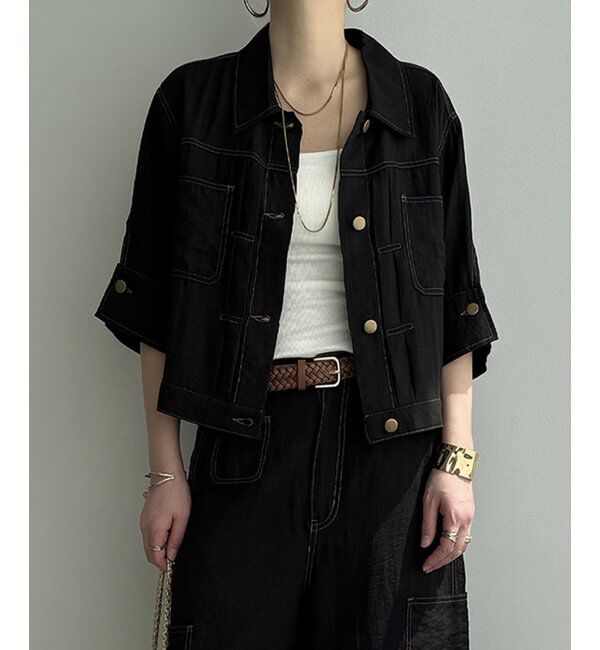 Lbc with Life「リネン／デニム ワークシャツジャケット」|ブルゾン・スタジャン|