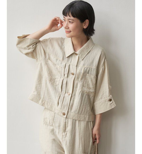 Lbc with Life「リネン／デニム ワークシャツジャケット」|ブルゾン・スタジャン|