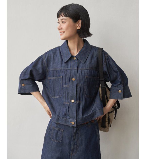 Lbc with Life「リネン／デニム ワークシャツジャケット」|ブルゾン・スタジャン|