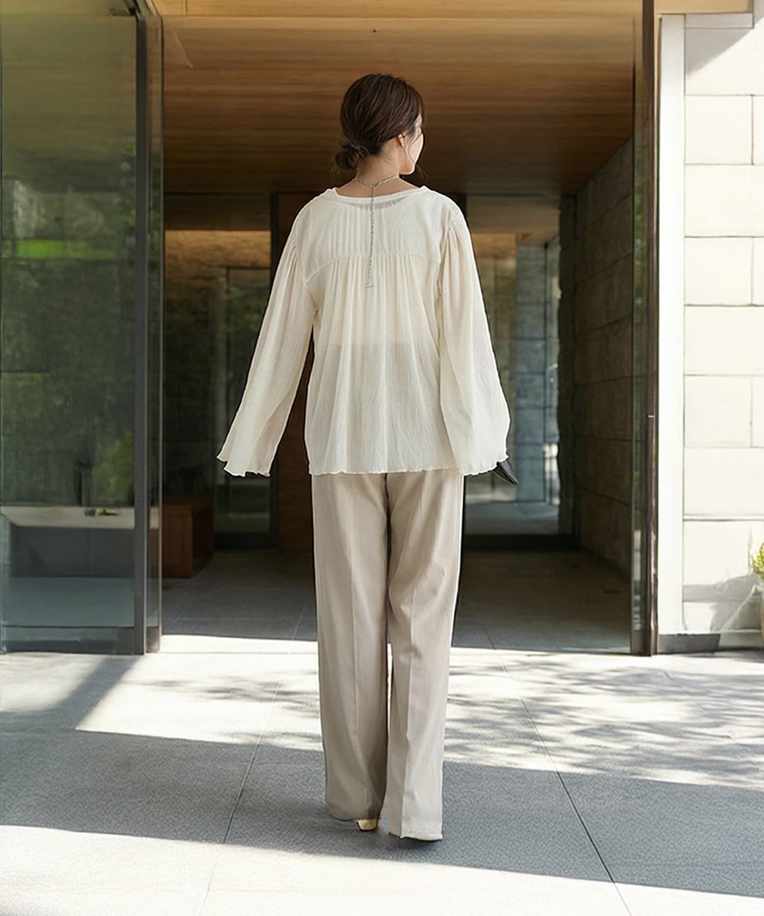 STYLE DELI「チノパン見え柔らかセミワイドパンツ」|チノ|