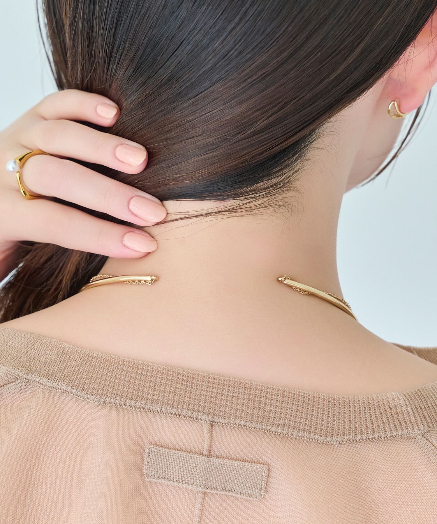 Phoebe「ノットラインレイヤードチョーカー　ゴールド/ネックレス/ネックカフ/36cm」|ネックレス|