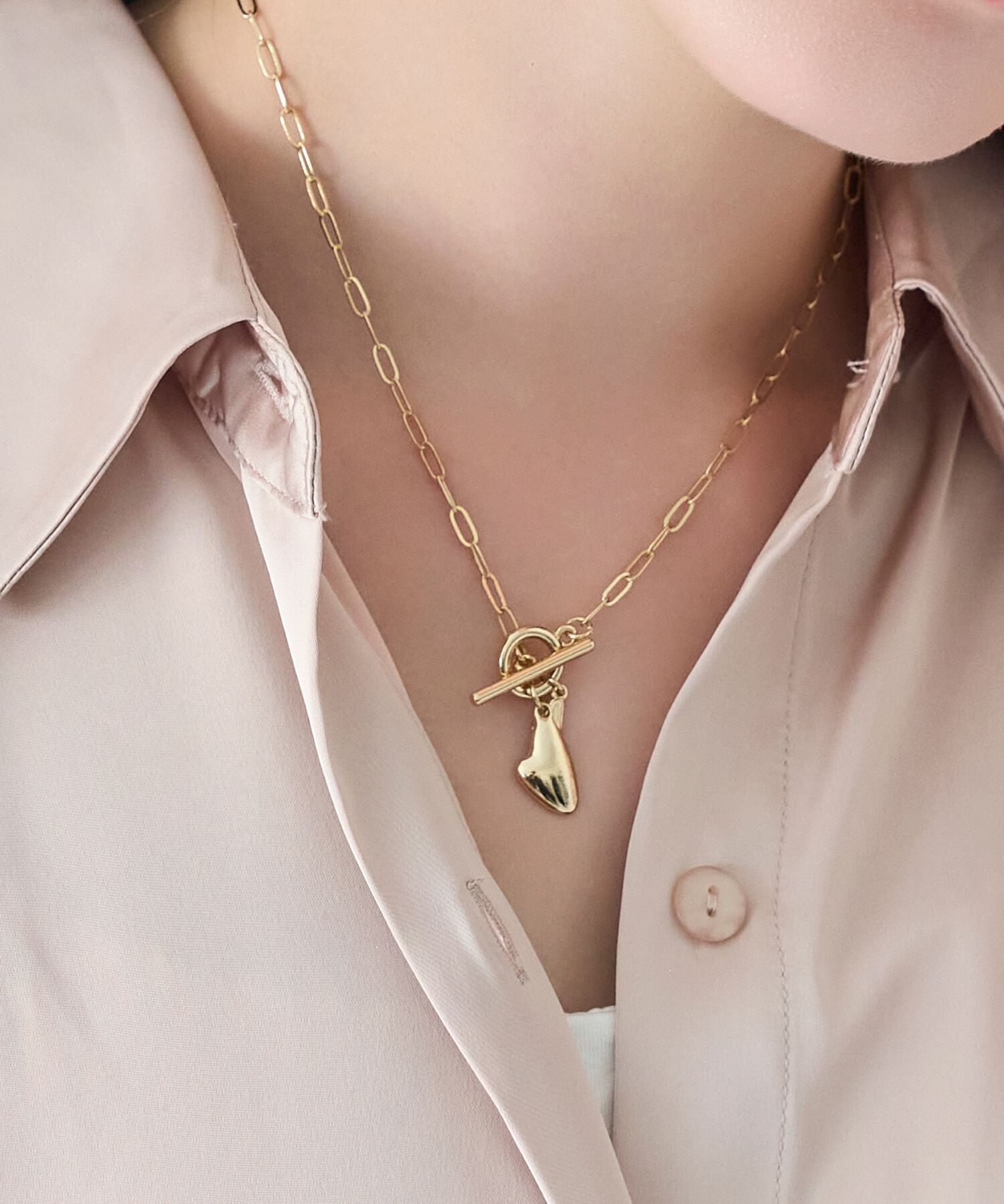 Phoebe「ハートプレートチョーカーネックレス　ゴールド/40cm」|ネックレス|