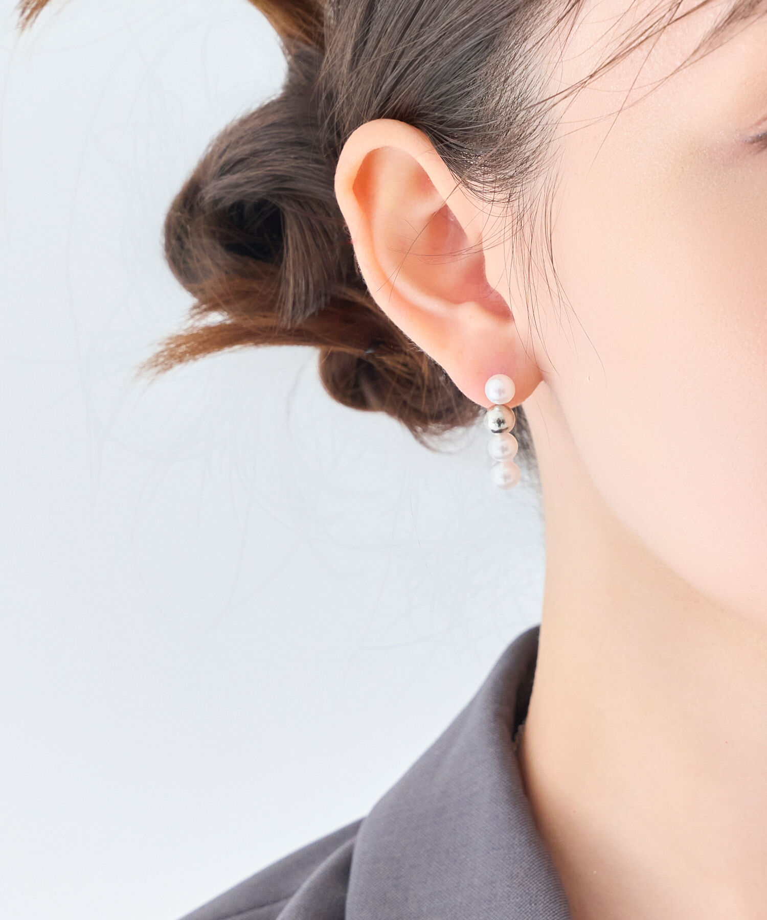 Phoebe「【金属アレルギー対応】ミックスドットピアス　シルバー/ニッケルフリー/パール」|ピアス|