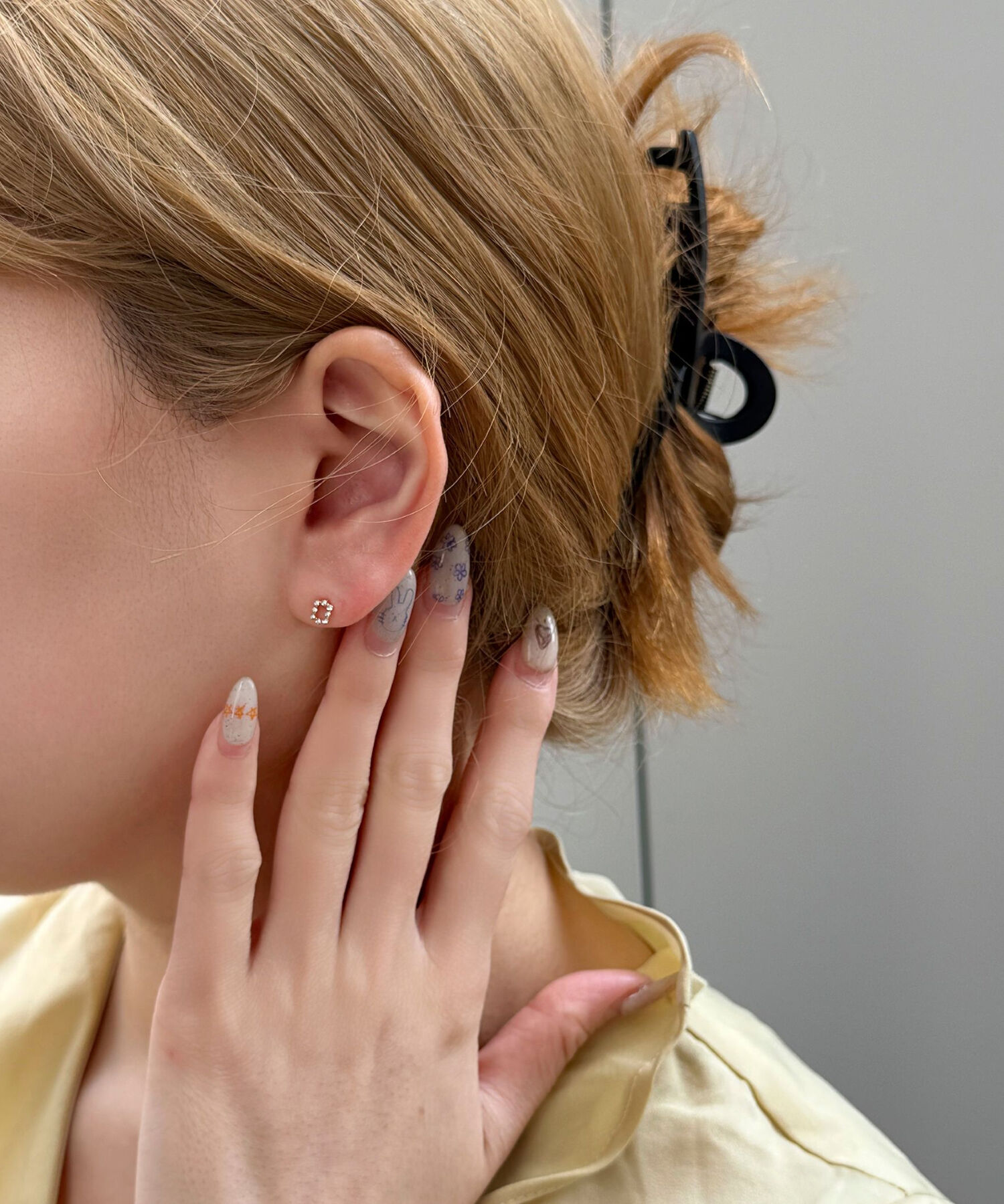 Phoebe「【金属アレルギー対応】タイニーレクタングルビジューピアス(片耳)　小粒/小さい/セカンドホール」|ピアス|