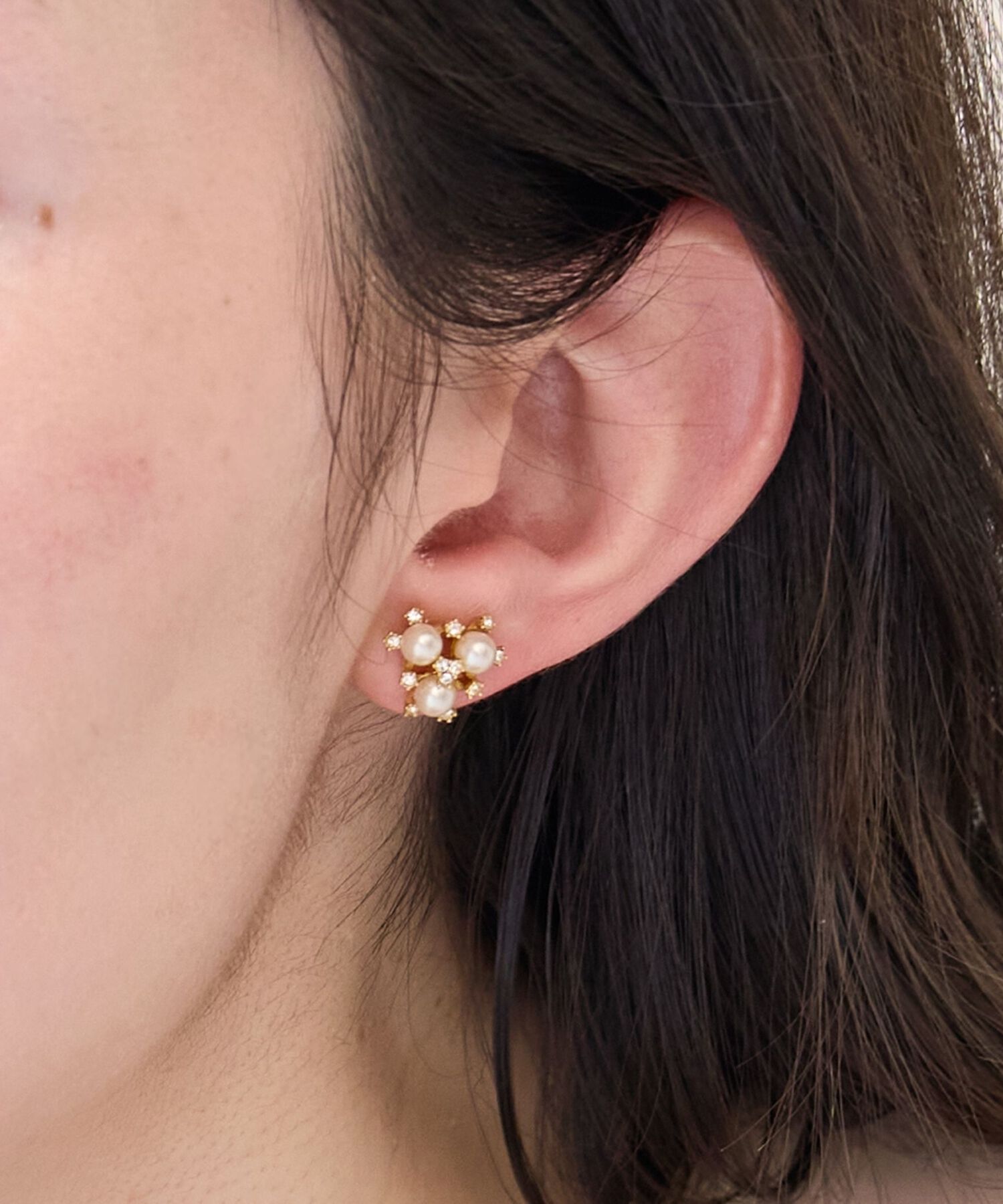 Phoebe「【痛くないシリーズ/金属アレルギー対応】パールブーケライトフィットイヤリング　小粒パール」|イヤリング|