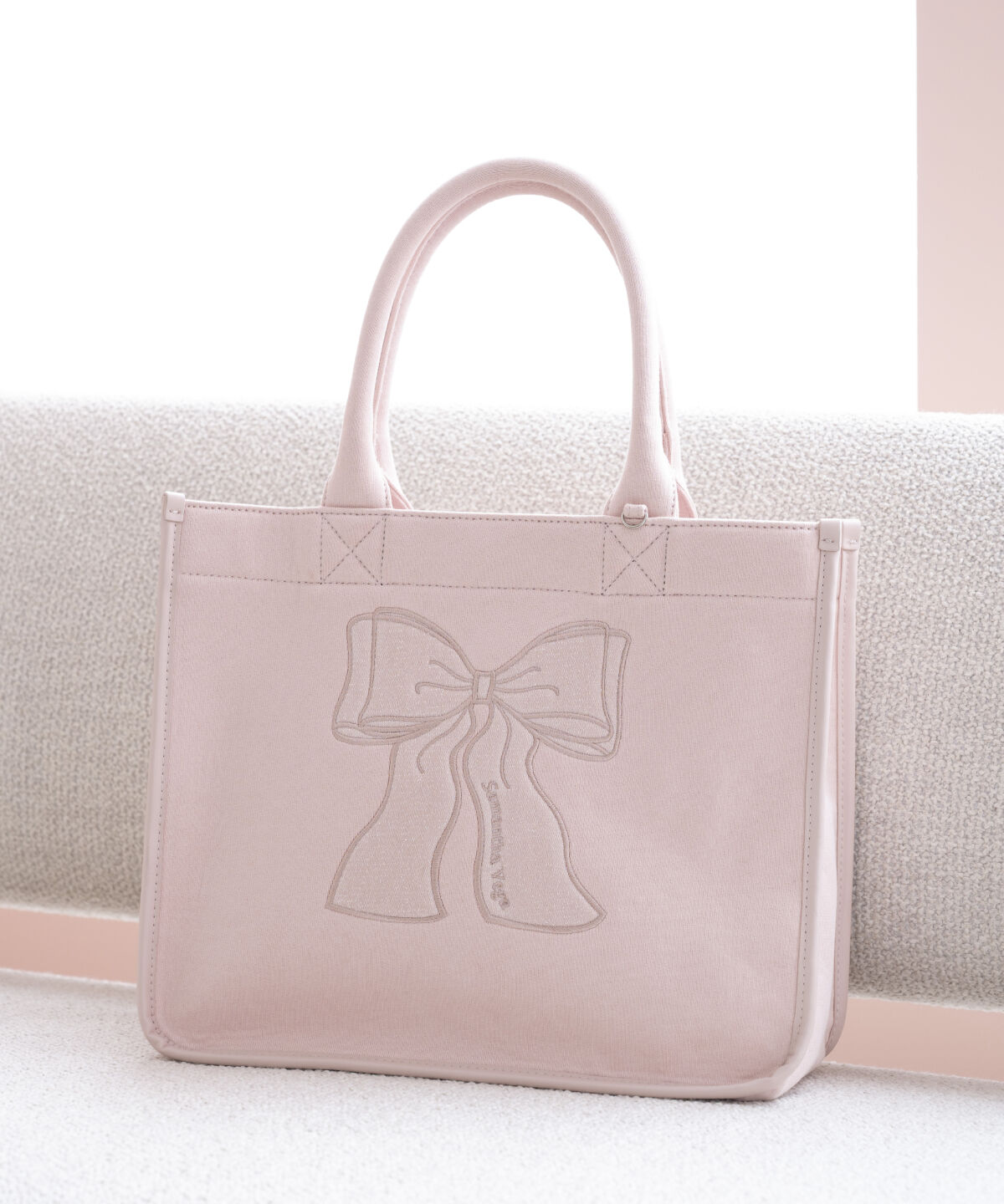 Samantha Vega「リボン刺繍ハンドバッグ」|ハンドバッグ|ピンク
