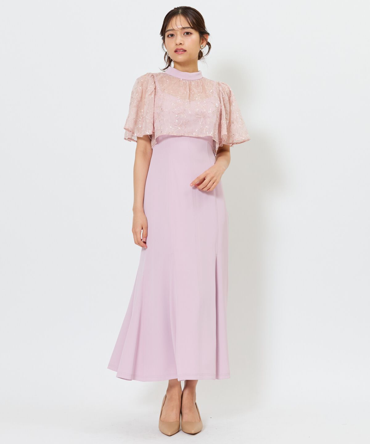 アンドクチュール「スパンコールケープマーメイドドレス」|ドレス|