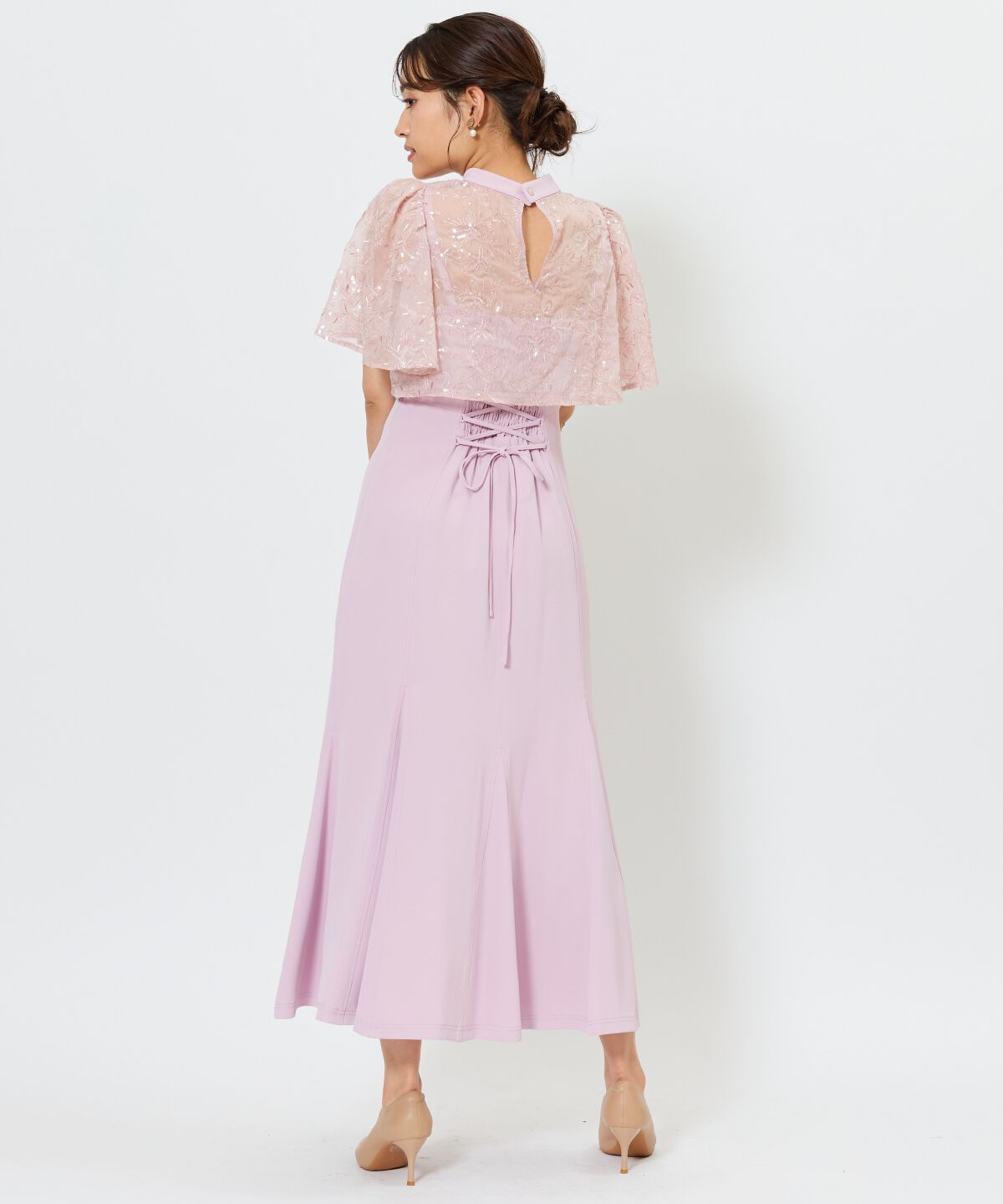 アンドクチュール「スパンコールケープマーメイドドレス」|ドレス|