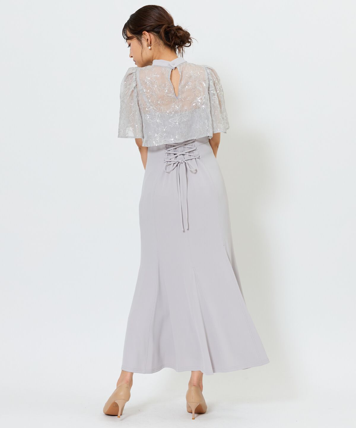 アンドクチュール「スパンコールケープマーメイドドレス」|ドレス|