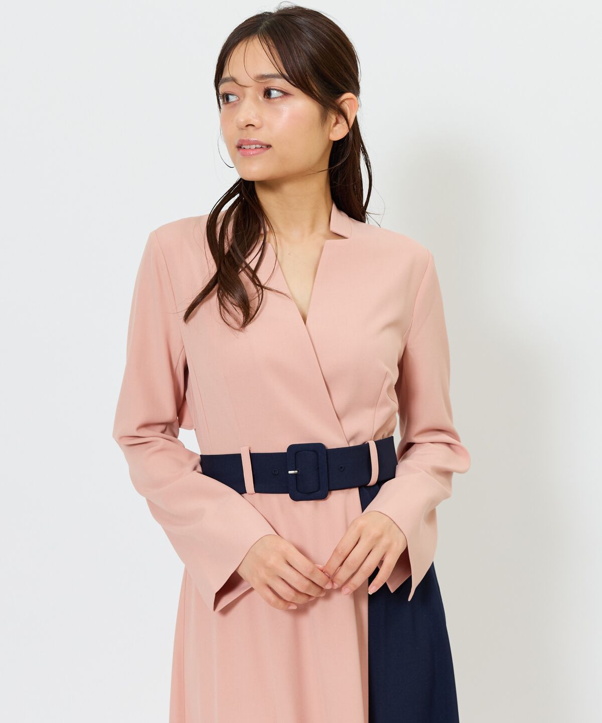 アンドクチュール「バイカラーカシュクールワンピース」|ワンピース|