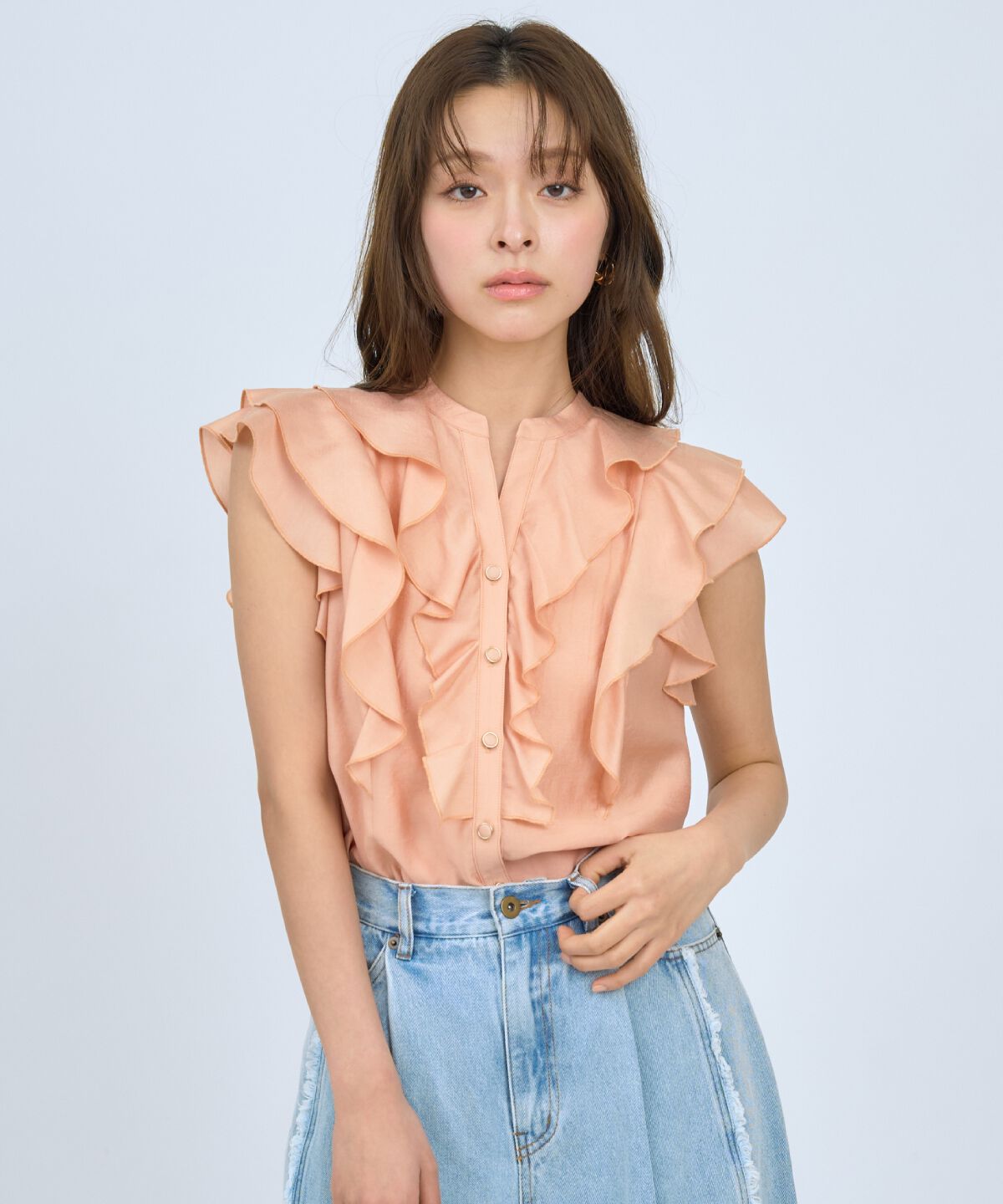 アンドクチュール「フレンチスリーブラッフルブラウス」|シャツ・ブラウス|
