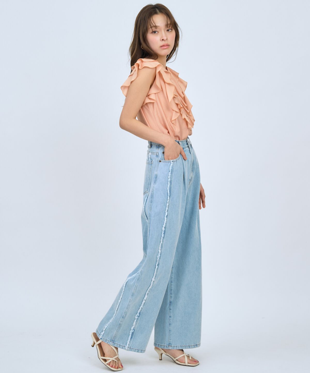 アンドクチュール「フレンチスリーブラッフルブラウス」|シャツ・ブラウス|