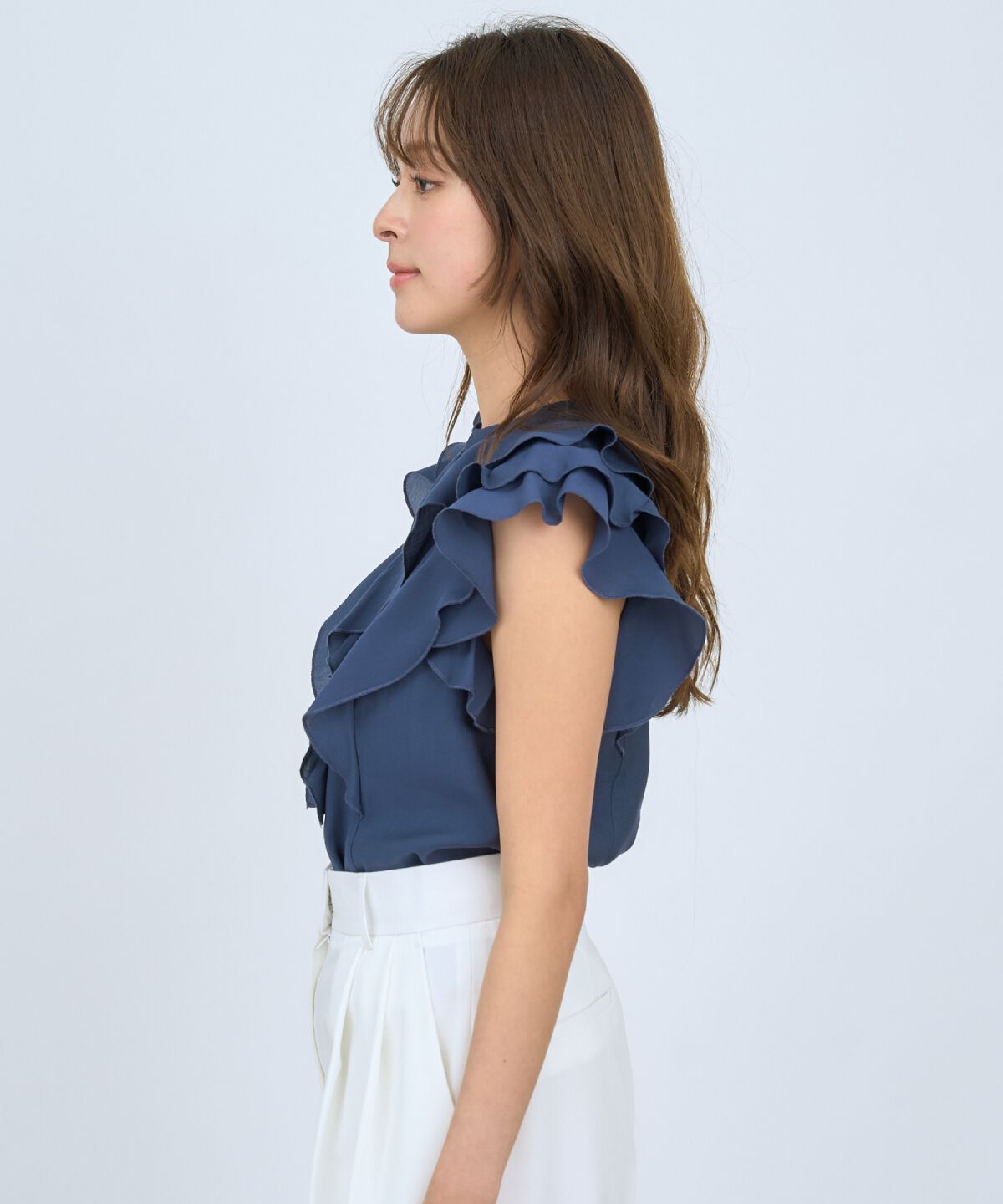 アンドクチュール「フレンチスリーブラッフルブラウス」|シャツ・ブラウス|