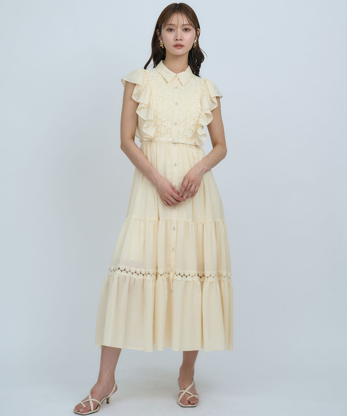 アンドクチュール「レースフリルシャツワンピース」|ワンピース|