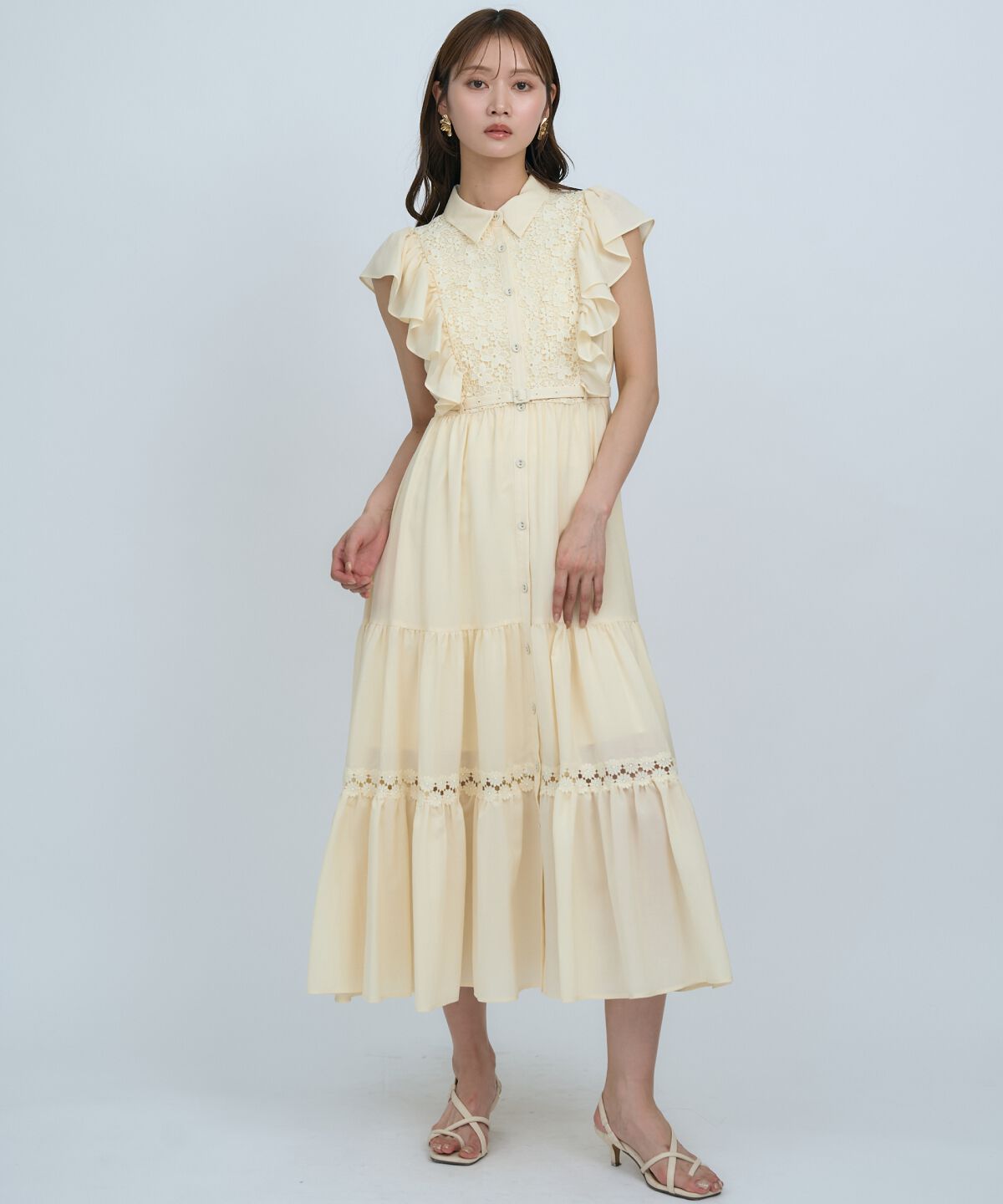 アンドクチュール「レースフリルシャツワンピース」|ワンピース|