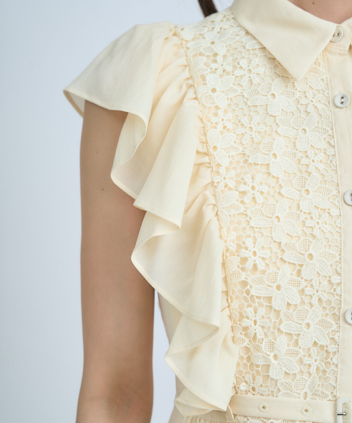 アンドクチュール「レースフリルシャツワンピース」|ワンピース|