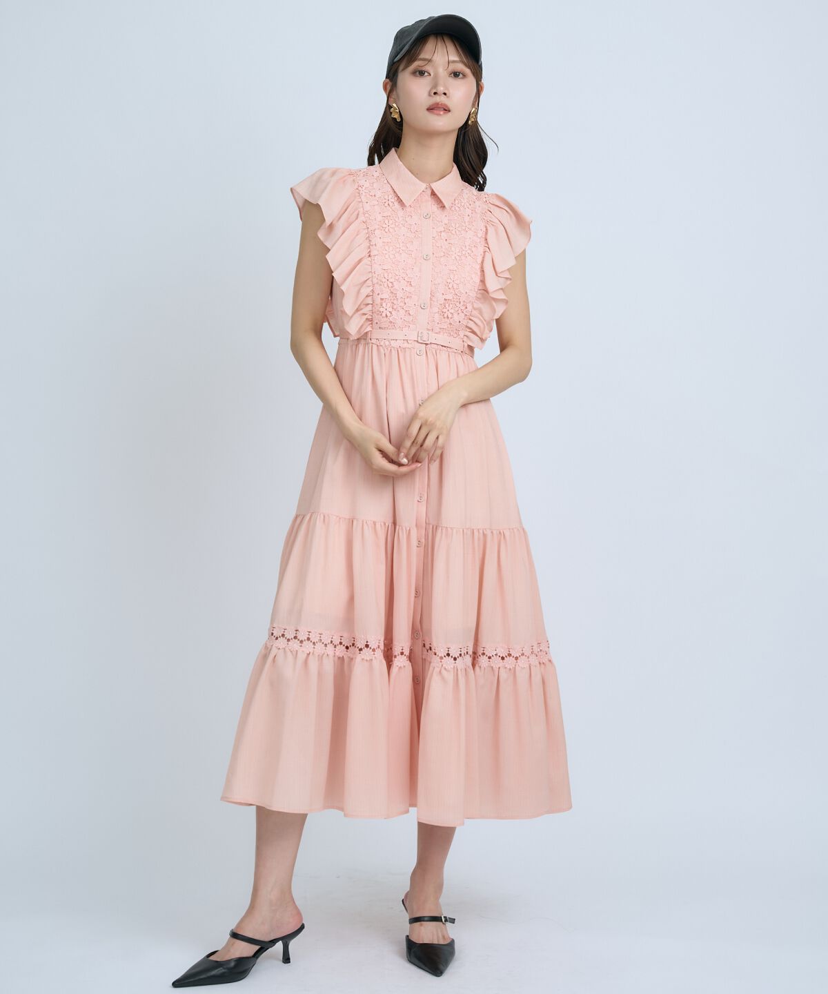 アンドクチュール「レースフリルシャツワンピース」|ワンピース|