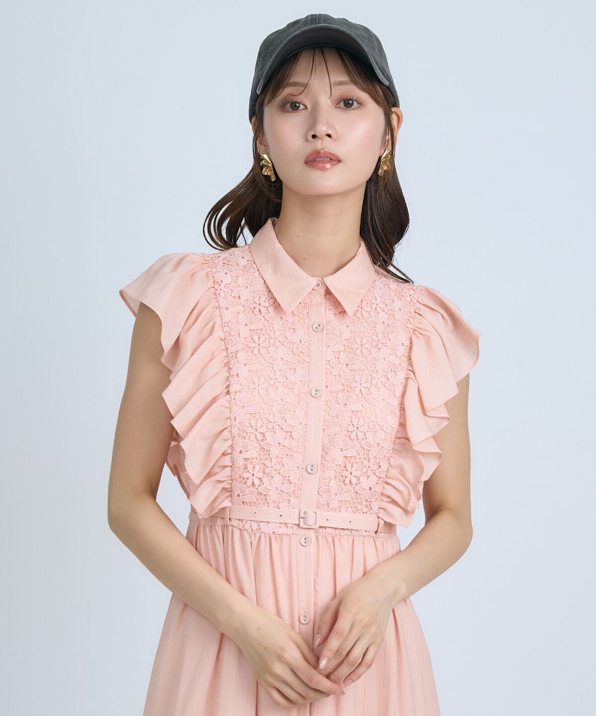 アンドクチュール「レースフリルシャツワンピース」|ワンピース|