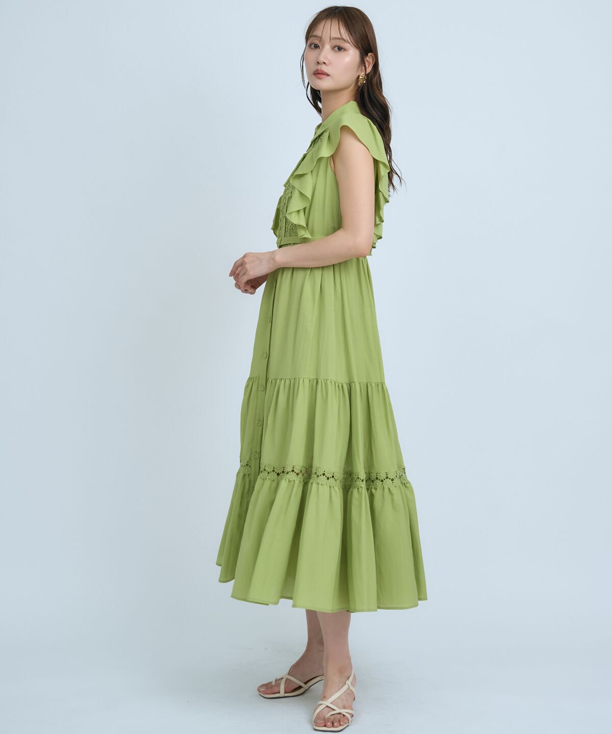 アンドクチュール「レースフリルシャツワンピース」|ワンピース|