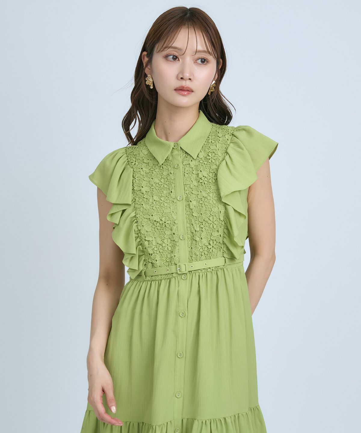 アンドクチュール「レースフリルシャツワンピース」|ワンピース|