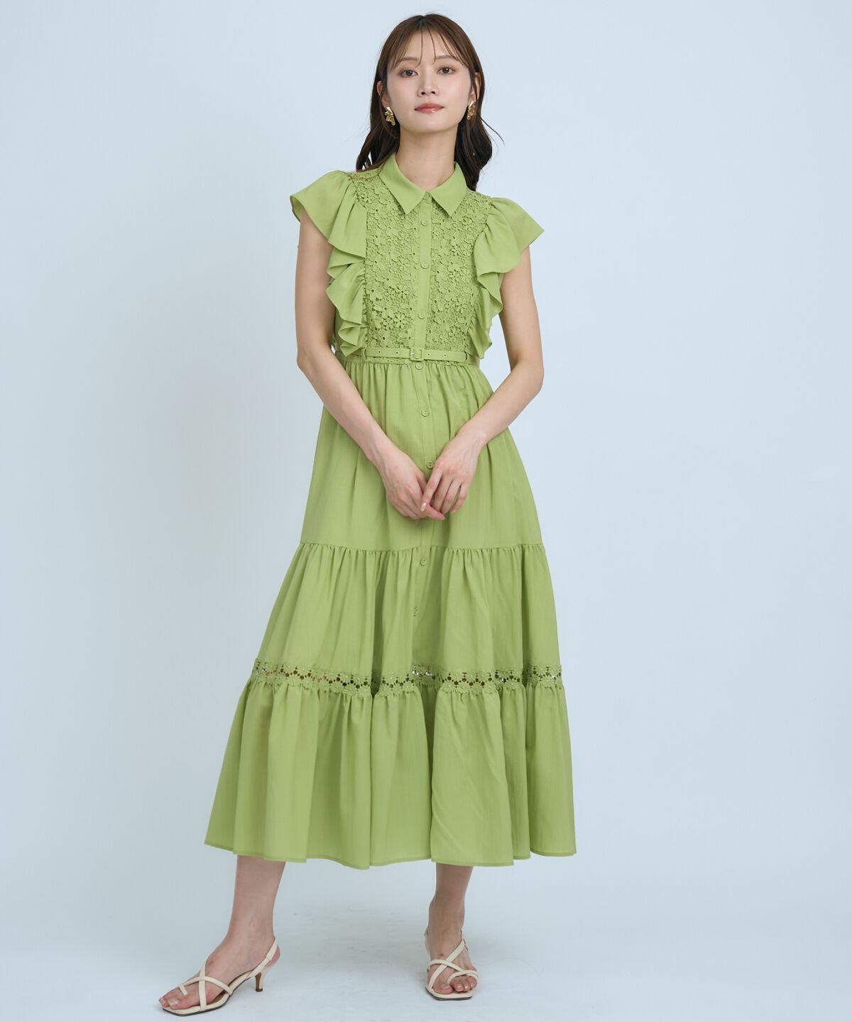 アンドクチュール「レースフリルシャツワンピース」|ワンピース|