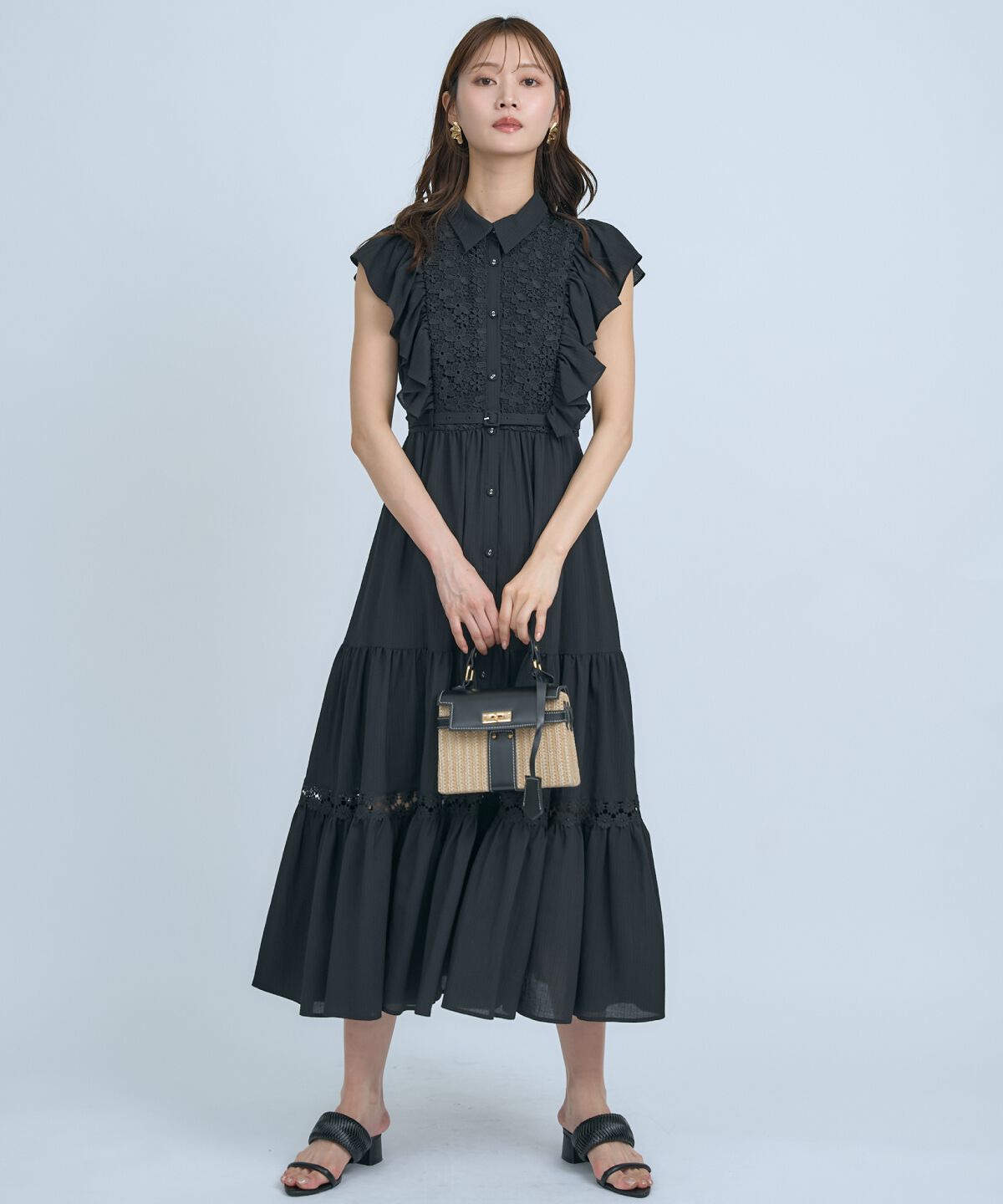 アンドクチュール「レースフリルシャツワンピース」|ワンピース|