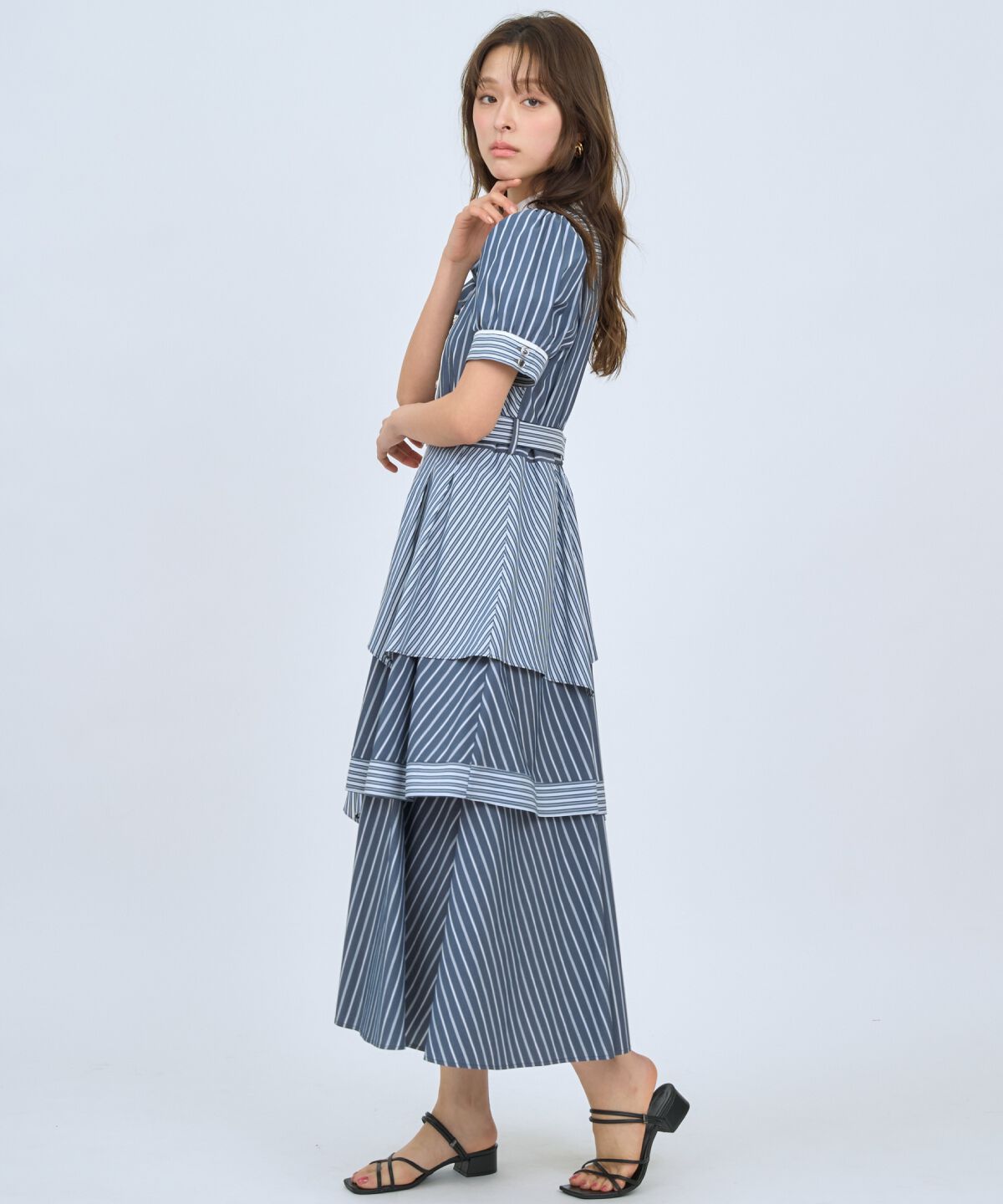 アンドクチュール「マルチストライプシャツワンピース」|ワンピース|