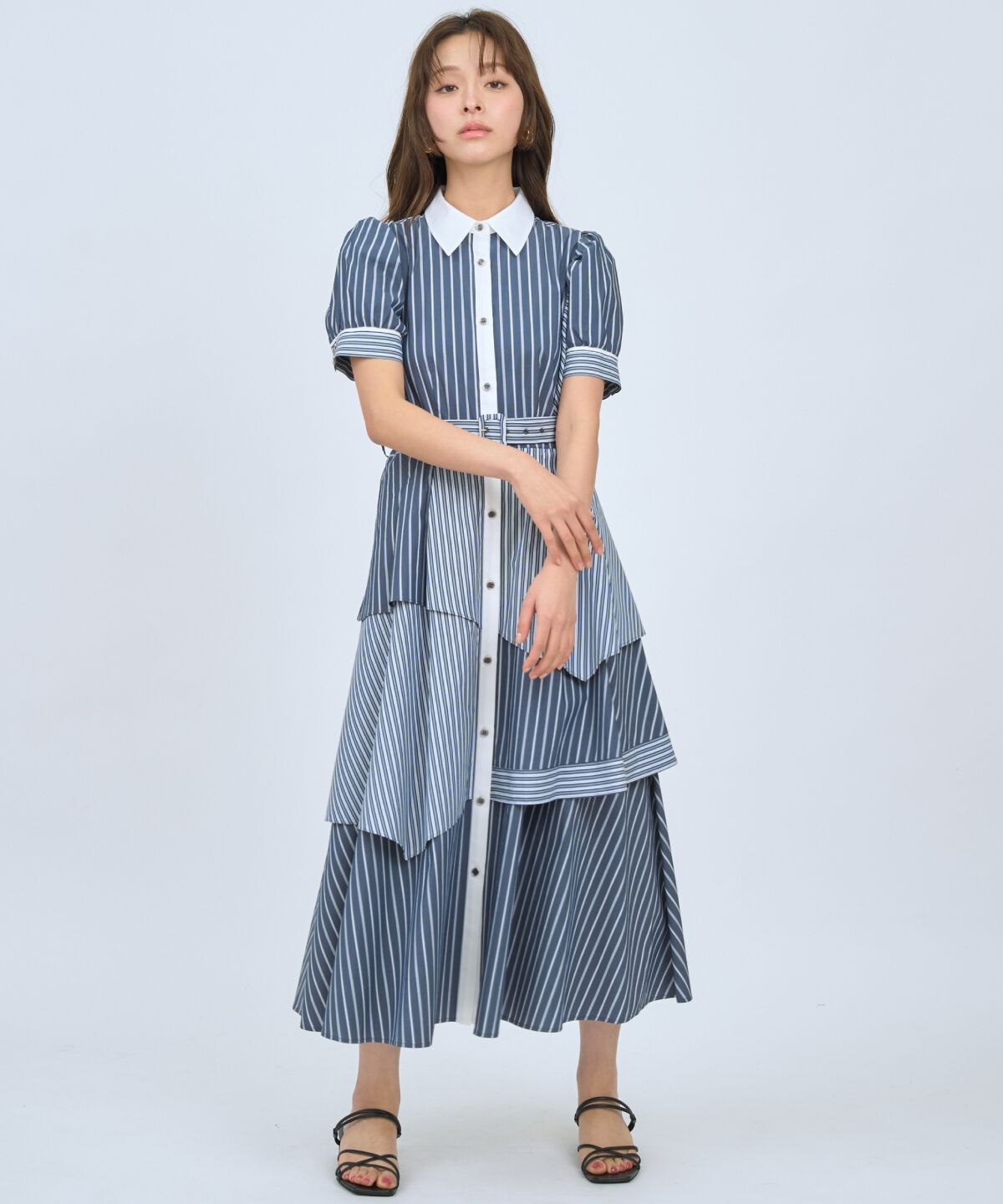 アンドクチュール「マルチストライプシャツワンピース」|ワンピース|