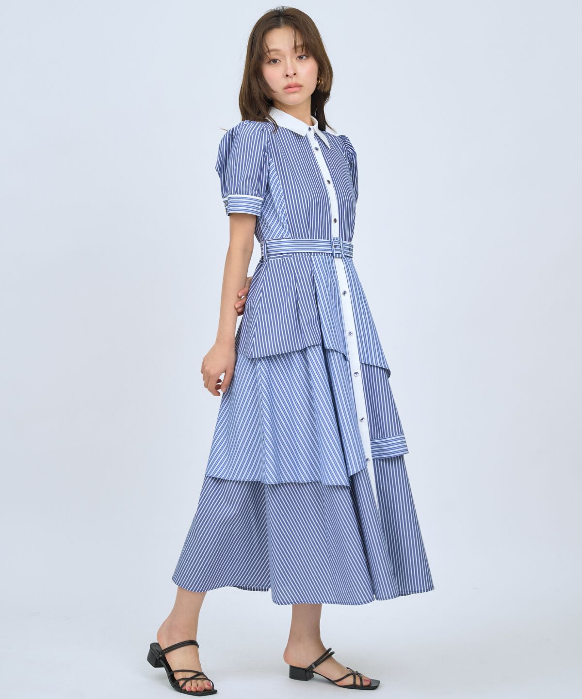 アンドクチュール「マルチストライプシャツワンピース」|ワンピース|Navy/borderｽﾄﾗｲﾌﾟ