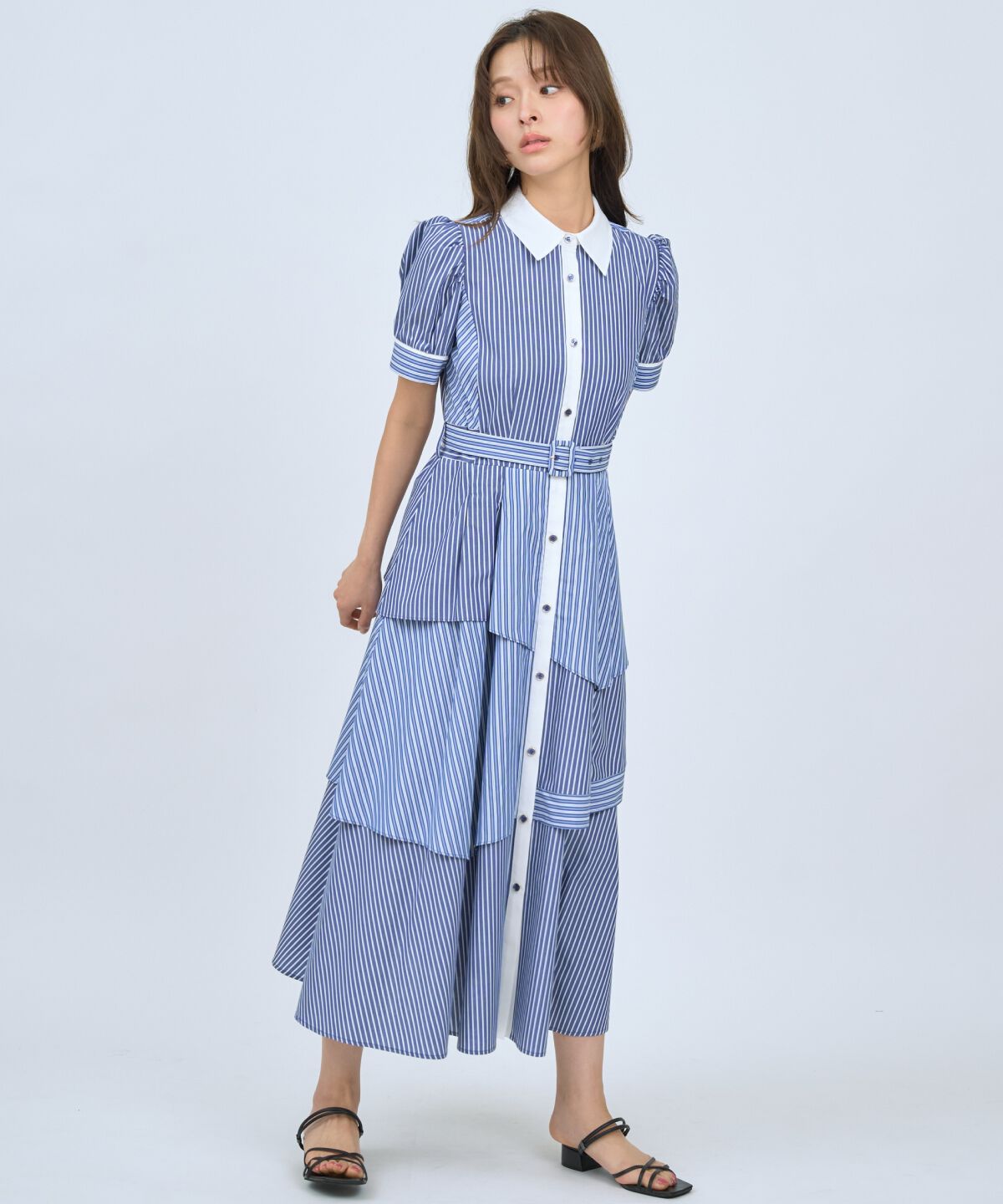 アンドクチュール「マルチストライプシャツワンピース」|ワンピース|