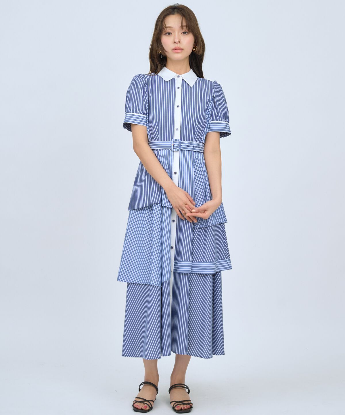 アンドクチュール「マルチストライプシャツワンピース」|ワンピース|