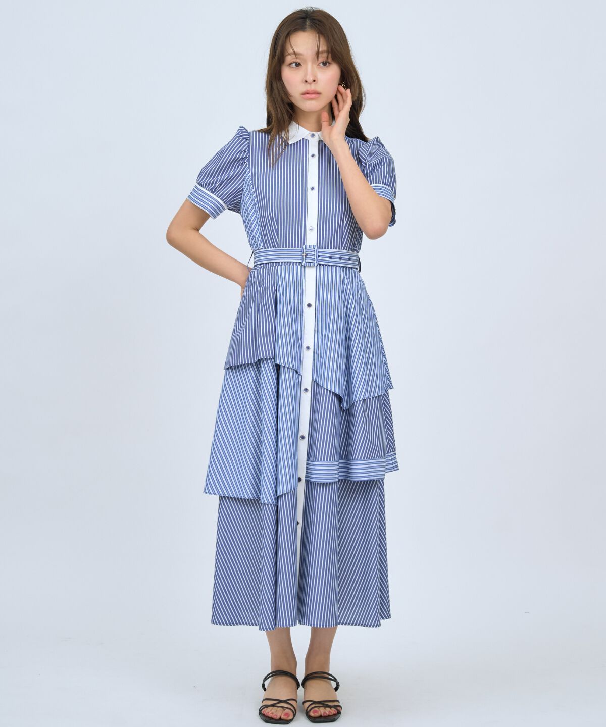 アンドクチュール「マルチストライプシャツワンピース」|ワンピース|