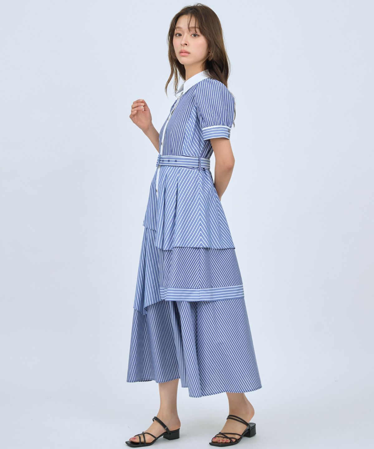 アンドクチュール「マルチストライプシャツワンピース」|ワンピース|