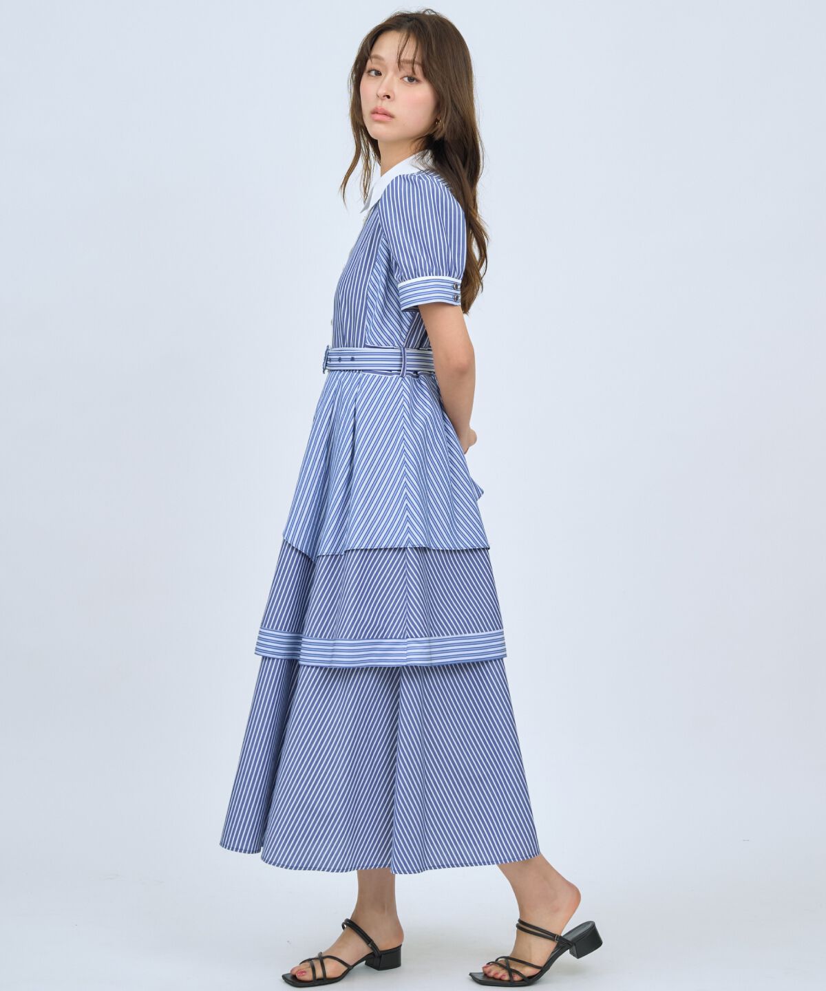 アンドクチュール「マルチストライプシャツワンピース」|ワンピース|