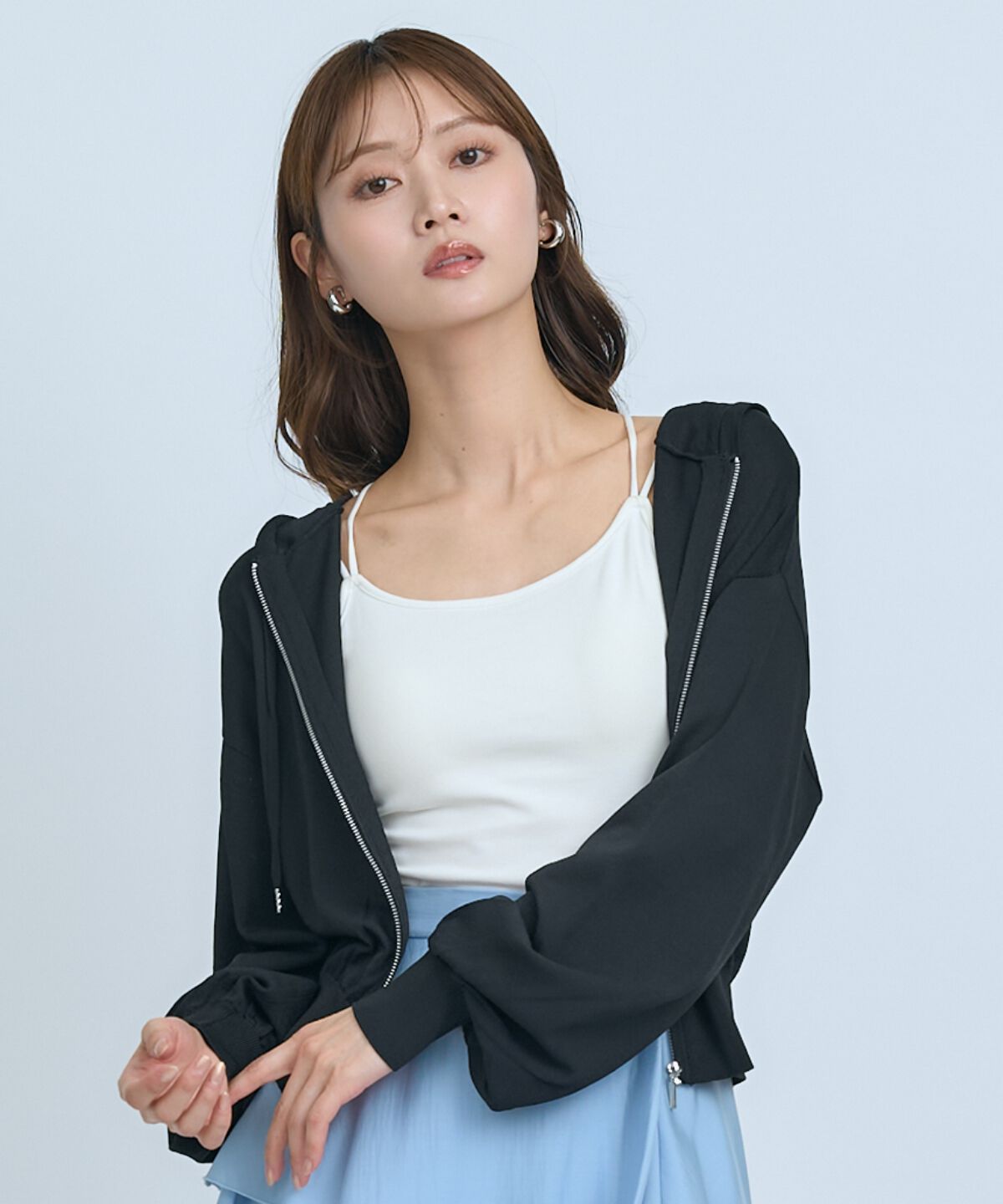 アンドクチュール「UVカットZIPパーカー」|パーカー|ブラック