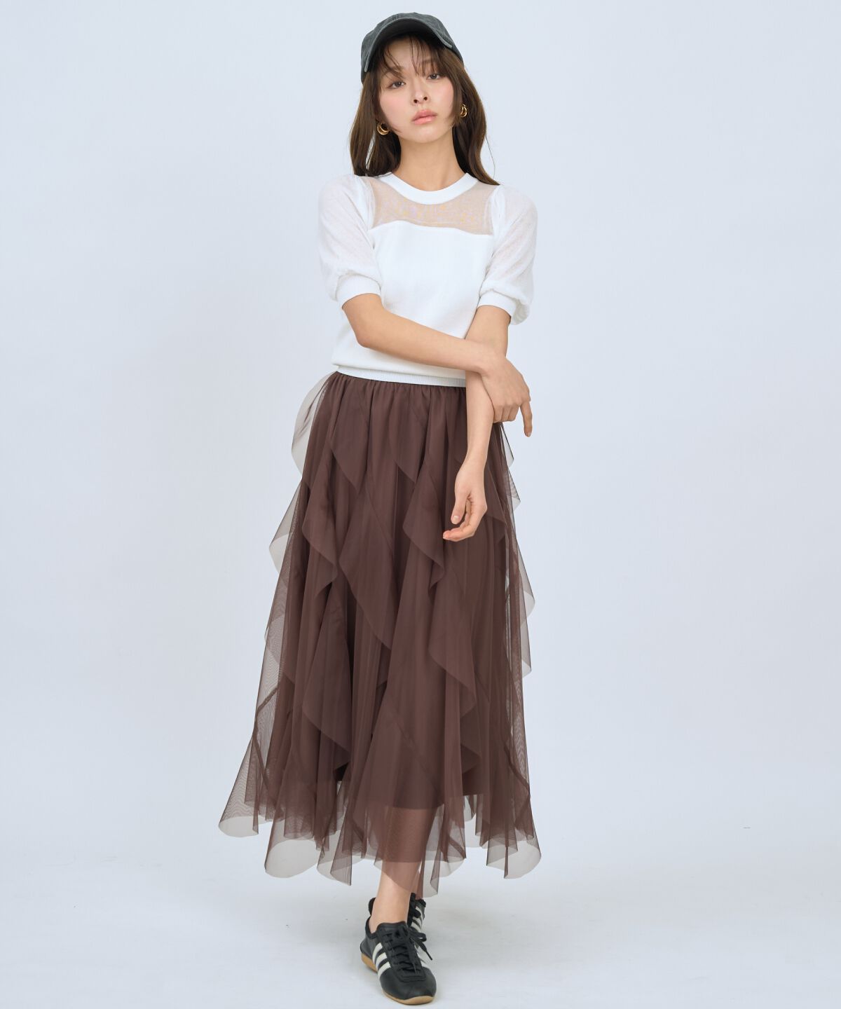 アンドクチュール「シアーニットクルーネックプルオーバー」|ニット・セーター|