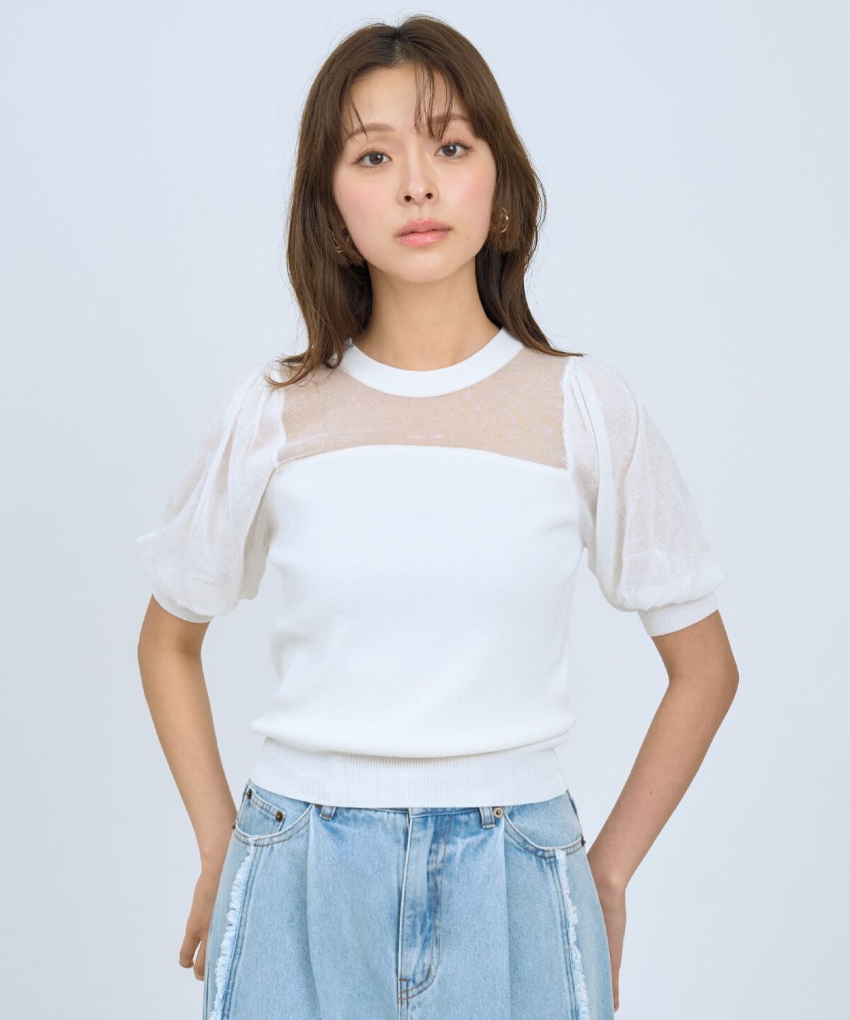 アンドクチュール「シアーニットクルーネックプルオーバー」|ニット・セーター|