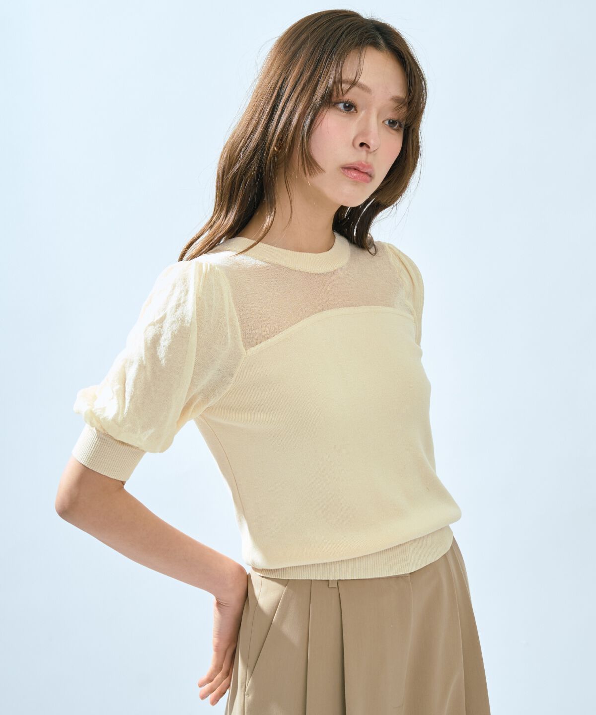 アンドクチュール「シアーニットクルーネックプルオーバー」|ニット・セーター|