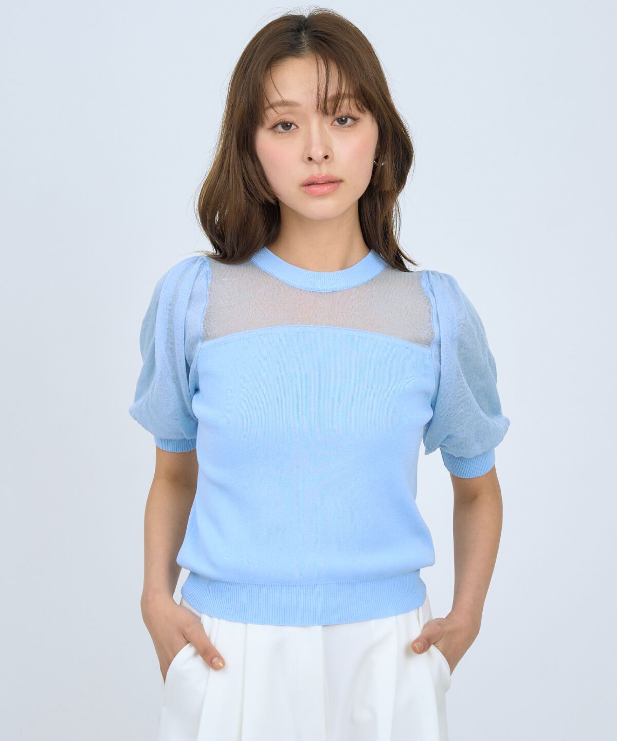 アンドクチュール「シアーニットクルーネックプルオーバー」|ニット・セーター|