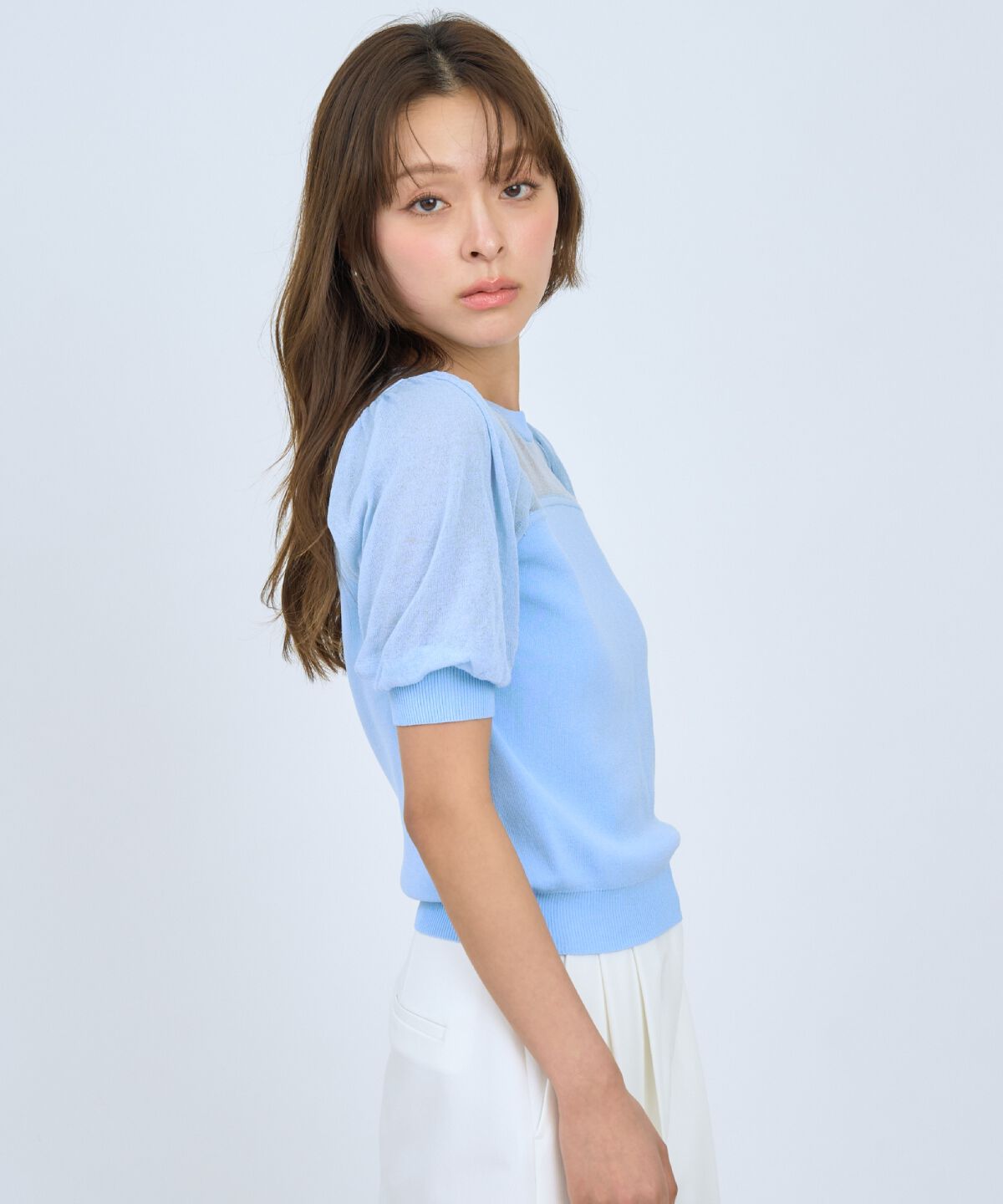 アンドクチュール「シアーニットクルーネックプルオーバー」|ニット・セーター|